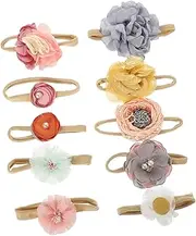 Toyvian 10pcs Girl Floral Headbands Soft Elastic Hair Bands for Newborns Accessory for Showers Birthdays and Photo Shoots