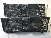 LOT OF 2 - Reading Glasses Foster Grant Suri Blk w/ Case +1.25 NEW