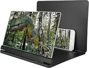 Phone Screen Amplifier, 12 Mobile Phone Screen Magnifier 4-6X HD Screen Amplifier Enlarge Screen Stand Bracket for Indoor Camping Travel, TPU + ABS Material