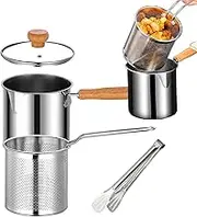 Deep Fryer Pot, Stainless Steel Oil Frying Pot with Basket and Lid, Large Capacity Grease Filter Container, for Kitchen, Camping, Home Use, Cooking, All Stoves, Induction, Gas