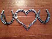 Horseshoe heart double coat hook with places for your keys on bottom of heart