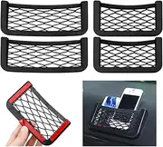 4 Pack Car Net Pocket, Car Storage String Bag Net Pocket, Car Seat Side Back Netting Pouch, for Phones, Cards(20 x9 cm)(Black)