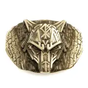 Runic Wolf german silver belt buckle, Scandinavian Old Norse Celtic werewolf