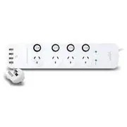 Alogic VROVA Quad Outlet Surge & Overload Switched Power Board with 4x USB Ports