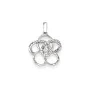 14k White Gold Real Diamond Flower Pendant