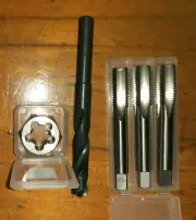M20 x 1.5 RH HSS Hand Tap set Taper Inter bottom +HSS Hex Die Nut+tapping drill