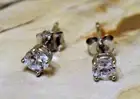 Large Cubic Zirconia .925 Sterling Silver Stud Earrings 6MM Prong Setting