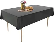 (6 Pack) Puricon Disposable Plastic Tablecloths 54 x 108 Inch, Premium Rectangle Table Cover for Yard BBQ Buffet Table, Parties, Holiday Dinner, Wedding, Anniversary and More -Black
