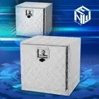 18"x17.7"x18" Aluminum Truck Pickup Tool Box Storage w/ T-Bar Lock+Keys Silver