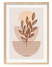 [Profile Australia] Australian Made Boho Plant Lines 2 Art Print A2 in Natural Frame