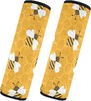Car Seat Belt Pads Set of 2 Soft Unique Car Safety Seat Belt Strap Shoulder Pad Camera Bag Strap Cover Car Accessories for Adults Child Kids S Bee Honey Pattern Illustration