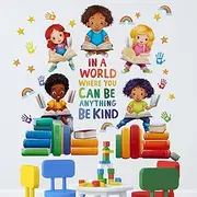 Runtoo Colorful Kids Equality Wall Decals Inspirational Quotes Book Wall Stickers Positive Saying Lettering Wall Decor for Nursery Reading Room Classroom Playroom Daycare Bedroom