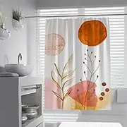 Contemporary Shower Curtain Plant and Flower Bathroom Curtains Waterproof Still Life Bath Decor with Hooks Extra Long Cloth Fabric 120 x 180 cm