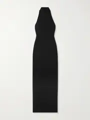 [Solace London] Solace London - Inaya Stretch-crepe Halterneck Gown - Black - UK 16 UK 16 Black