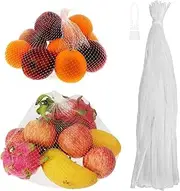 SPARIK ENJOY Mesh Bags Drawstring Reusable Produce Bags - 100Pcs Grocery Fruit Bags Mesh Net Bag Reusable Mesh Produce Bags - Mesh Bags for Storage Mesh Netting (White, 24 inch)