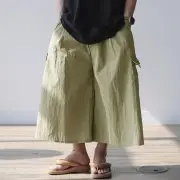 INCERUN Men Casual Wide Leg Pants Lightweight Solid Color Loose Fit Straight Wide-leg Trousers for Men, Plus Size S-5XL