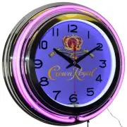 15" Crown Royal Whisky Double Neon Clock Man Cave Bar Game Room Decor (Purple)