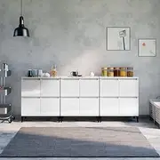Sideboards for Kitchen Storage, 3 pcs, Farmhouse Buffet Table, Dining Room Cabinets - High Gloss White Engineered Wood, 60x35x70cm