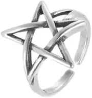 [Generic] Awmnjtmgpw 925 Sterling Silver Five Pointed Star Stackable Adjustable Woven Star Opening Ring