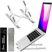 Avakot Portable Laptop Stand Computer Stand for Laptop Ergonomic Aluminum Laptop Stand | Adjustable Laptop Riser Notebook Holder Stand Compatible with MacBook,iPad,Lenovo 9-15.6" Laptops | Silver