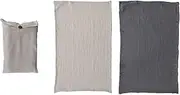 [Creative Co-Op] Cotton Double Cloth Tea Towels, Set of 2 in Bag, Natural and Charcoal