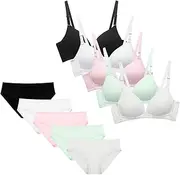 [Nubofy] Teens Girls Training Bras Big Kids Lightly Padded Adjustable Sports Bra Starter Bras 10-12 12-14 14-16 16-18