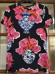 Ted Baker Short Sleeve Fitted Tee Floral Red/Pink/Navy Size 3 NWT