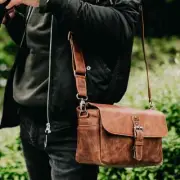 Top Grain Leather Camera Messenger Bag for Mirrorless, Instant and DSLR Cameras