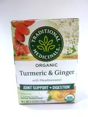 Organic Turmeric & Ginger with Meadowsweet Caffeine Free 16 Tea Bags /DEC.2027