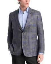 Peter Millar Dawson Regular Fit Plaid Soft Wool Silk Blend Jacket