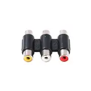 Triple Female Jack Socket to Female Connector RCA AV Audio Adapter Black