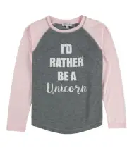 P.J. Salvage I'd Rather Be A Unicorn Pajama Tops Grey M (10)