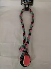 Bow Wow Pet Knotted Rope & Ball Pull Fetch Dog Puppy Pet Toy Pink