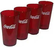 Coca Cola Logo Ruby Red Plastic Tumblers Set of 4-16oz (Coke)