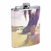 Beach Pineapple Em1 Flask 8oz Stainless Steel Hip Drinking Whiskey