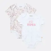 Huggies Babywear Organic Cotton Short Sleeve Bodysuit 2 Pack - Pink