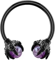 [Blue Palm Jewelry] 1-16 Gauge Black Claws Horseshoe Septum Nose Ear Lip Ring Stainless Steel Helix Tragus Piercing Jewelry