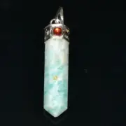 30-35 MM Natural Amazonite Hexagonal Point With Garnet Point Healing Pendant