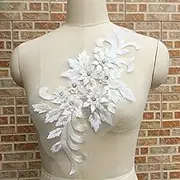 Exquisite 3D Flower Applique,Beaded,Sequined,Floral Patches Wedding Lace Appliques Motif Sew on Dress Polychromatic Option Golden/Pink/Red/Gray/Violet/Green/White/Wine red Color