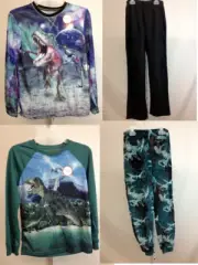 Wonder Nation Boys 4 Piece Dinosaur Print Lounge Pajama Sets Size Large 10-12