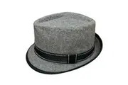 Blake Charcoal Herringbone Pork Pie Trilby Hat with Stingy Brim Grey S/M