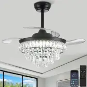 RHEAFON 36 Inch Chandelier Fan Crystal Ceiling Fans with Lights Modern Chande...