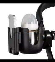 Secure 2-in-1 Cup Holder and Phone Holder for Strollers, Bikes, Walker - Compact