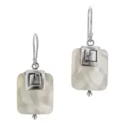 925 Sterling Silver White Mother Of Pearl Shell Sterling Earrings, 5/8"