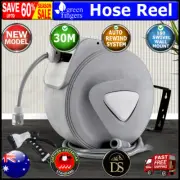 Retractable Hose Reel 30M Garden Water Auto Rewind Spray Gun Watering Equipment