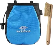 Chalk Bag Adjustable Waist Belt Drawstring Bag with Brush for Bouldering Blue