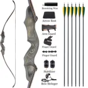 TOPARCHERY 60" Archery Takedown Recurve Bow & Arrows Right Hand Bow Hunting Set