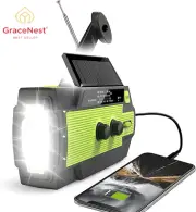 Emergency Crank Radio AM/FM NOAA 4000mAh Power Bank Solar Hand Crank LED Light