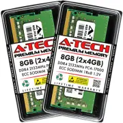 A-Tech 8GB 2x 4GB 1Rx8 PC4-17000 DDR4 2133 MHz ECC SODIMM MicroServer Memory RAM