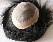 BLUSHIA 9X7 Size 100% Human Hair Toupee/Patch/Human Hair Wig Non Surgical Hair Loss Solution For Men(Natural Black 9X7)